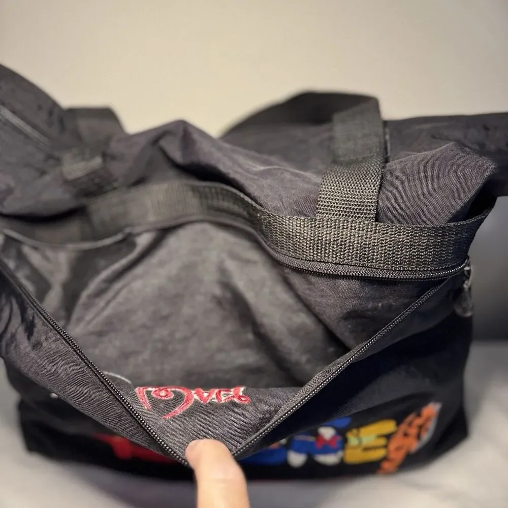Vintage 1990's Disney World Large Tote Black  Fun Colorful Character Lettering
